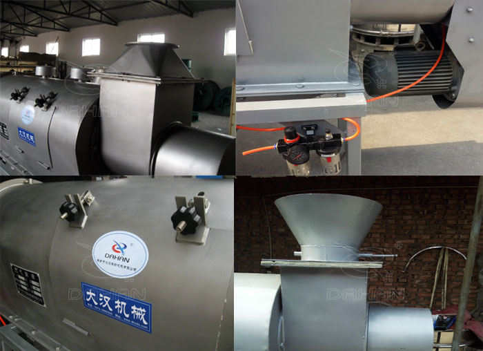 氣旋篩：電機，進料口，氣壓裝置等特寫圖片